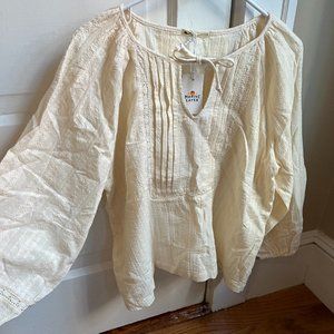 NTW Marine Layer Dakota Peasant Blouse, Cream Size Small